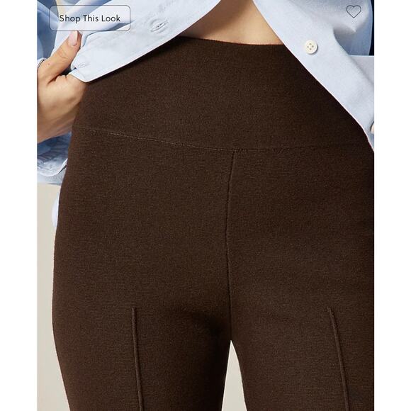 J. Crew New Delaney kickout sweater pant Heather Chocolate NWT size Petite Small - Picture 3 of 9